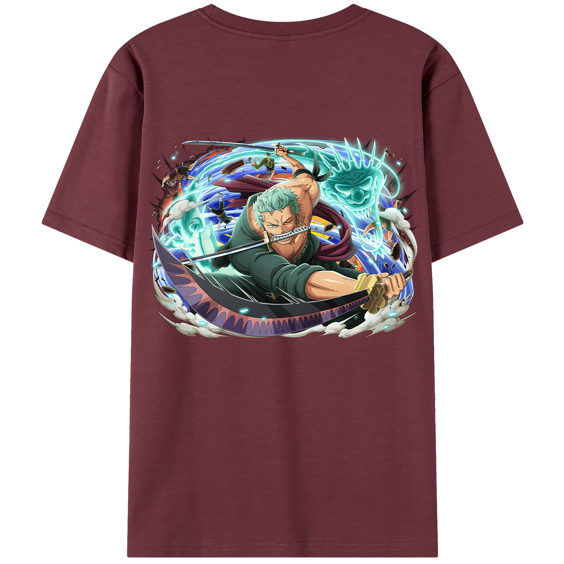 ワンピース ロロノア・ゾロ ONE PIECE Roronoa Zoro 綿100％半袖Tシャツ（背面プリント）